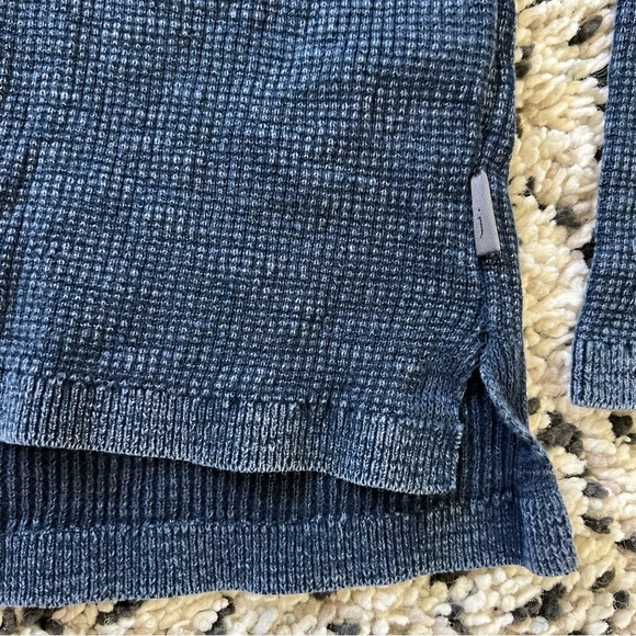 John Varvatos Waffle Henley Navy Blue Distressed Faded Long Sleeve Men’s Large - Picture 9 of 15